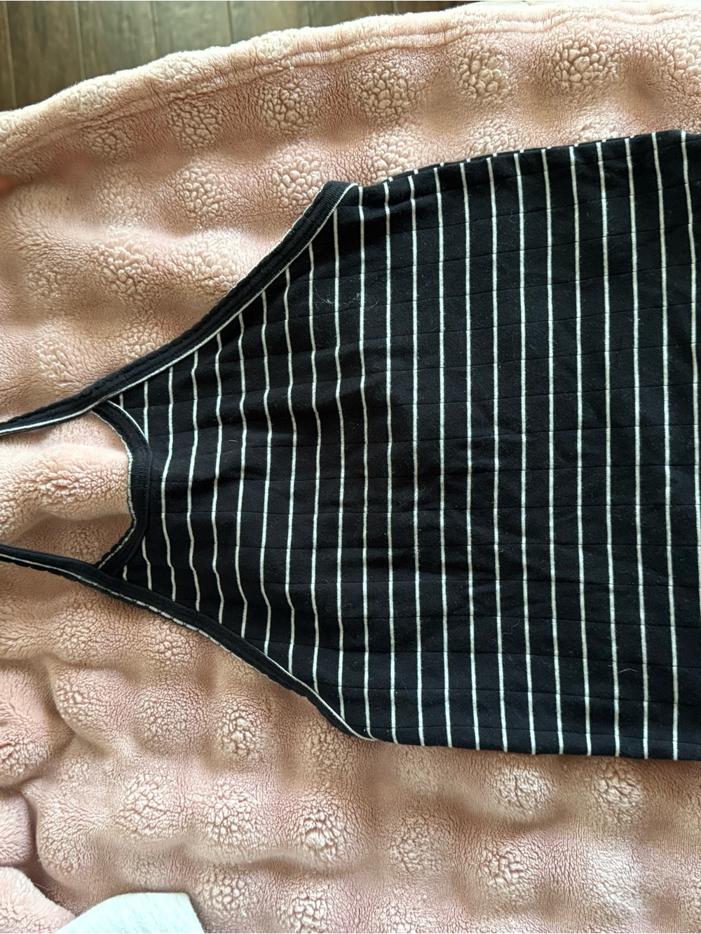 American Eagle Outfitters Black and White Striped Racerback Tank